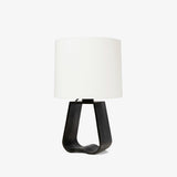 Soren Modern Table Lamp, Bedside Lamp for Bedroom, White Drum Shade, Black Metal Base