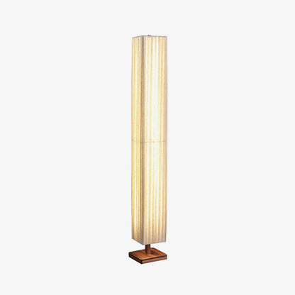Bailey Wabi-Sabi Wood Floor Lamp, Walnut & Beige Fabric Shade, Integrated LED