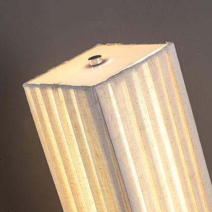 Bailey Wabi-Sabi Wood Floor Lamp, Walnut & Beige Fabric Shade, Integrated LED