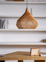 Rattan Pendant Light, Woven Braided Hanging Lamp for Kitchen Island, Dining Room, 10 Sizes