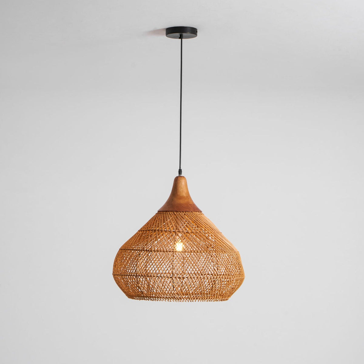 Rattan Pendant Light, Woven Braided Hanging Lamp for Kitchen Island, Dining Room, 10 Sizes