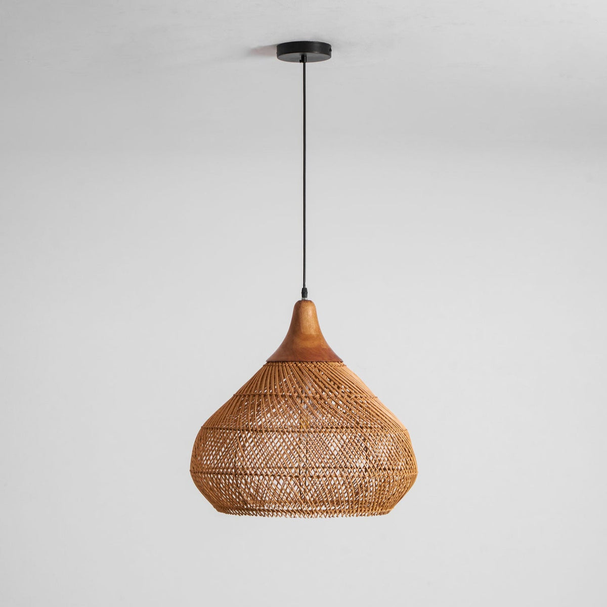 Rattan Pendant Light, Woven Braided Hanging Lamp for Kitchen Island, Dining Room, 10 Sizes