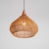 Rattan Pendant Light, Woven Braided Hanging Lamp for Kitchen Island, Dining Room, 10 Sizes