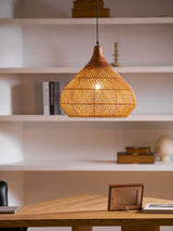 Rattan Pendant Light, Woven Braided Hanging Lamp for Kitchen Island, Dining Room, 10 Sizes