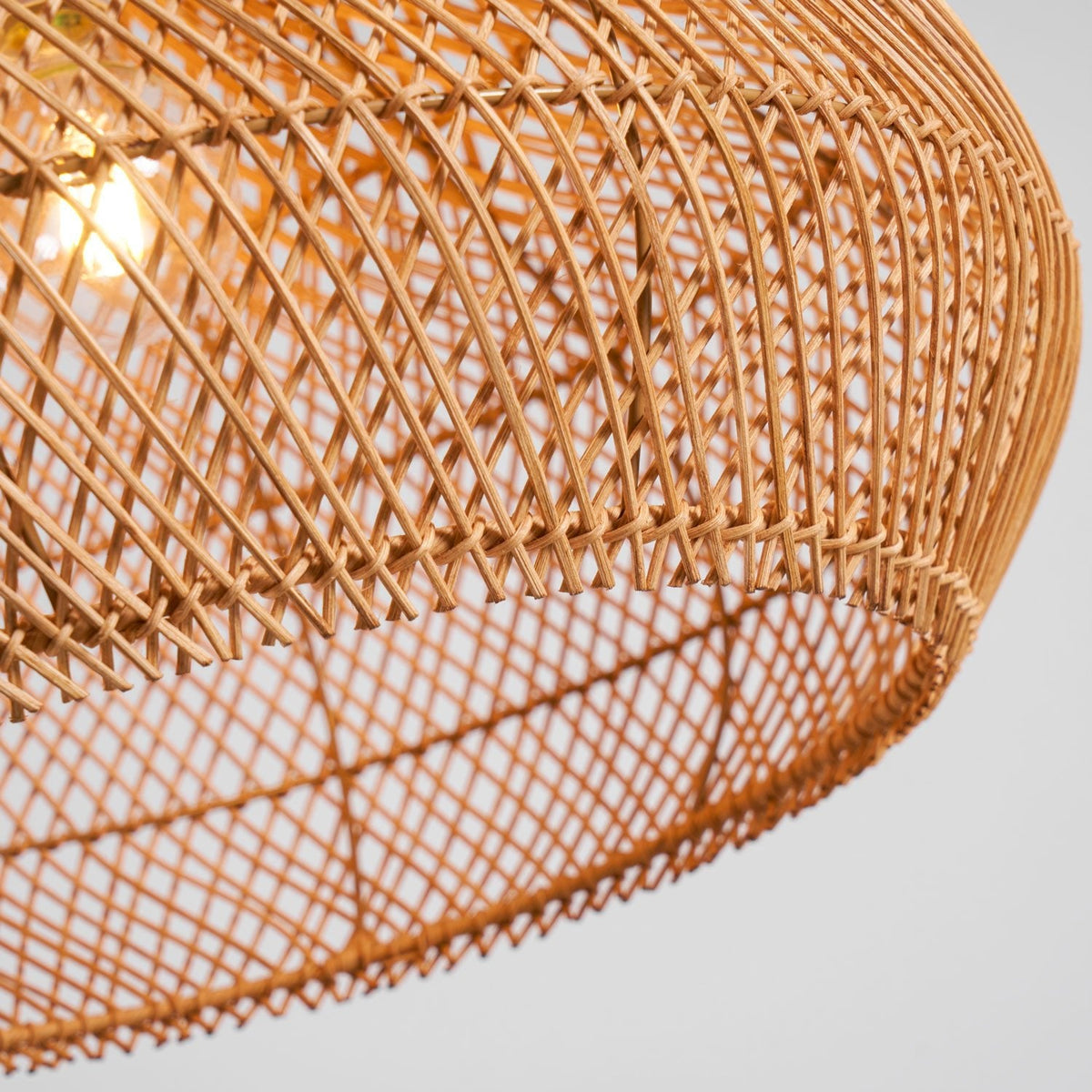 Rattan Pendant Light, Woven Braided Hanging Lamp for Kitchen Island, Dining Room, 10 Sizes