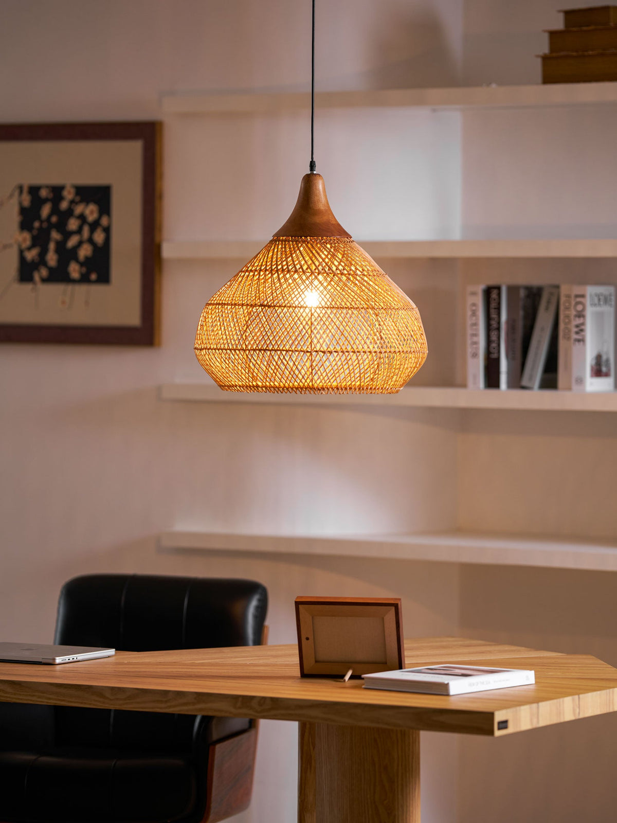 Rattan Pendant Light, Woven Braided Hanging Lamp for Kitchen Island, Dining Room, 10 Sizes