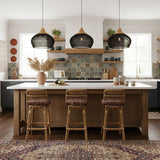 Rattan Pendant Light, Woven Braided Hanging Lamp for Kitchen Island, Dining Room, 10 Sizes