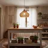 Rattan Pendant Light, Woven Braided Hanging Lamp for Kitchen Island, Dining Room, 10 Sizes