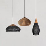Rattan Pendant Light, Woven Braided Hanging Lamp for Kitchen Island, Dining Room, 10 Sizes
