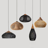 Rattan Pendant Light, Woven Braided Hanging Lamp for Kitchen Island, Dining Room, 10 Sizes