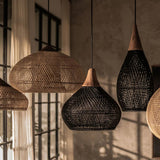 Rattan Pendant Light, Woven Braided Hanging Lamp for Kitchen Island, Dining Room, 10 Sizes