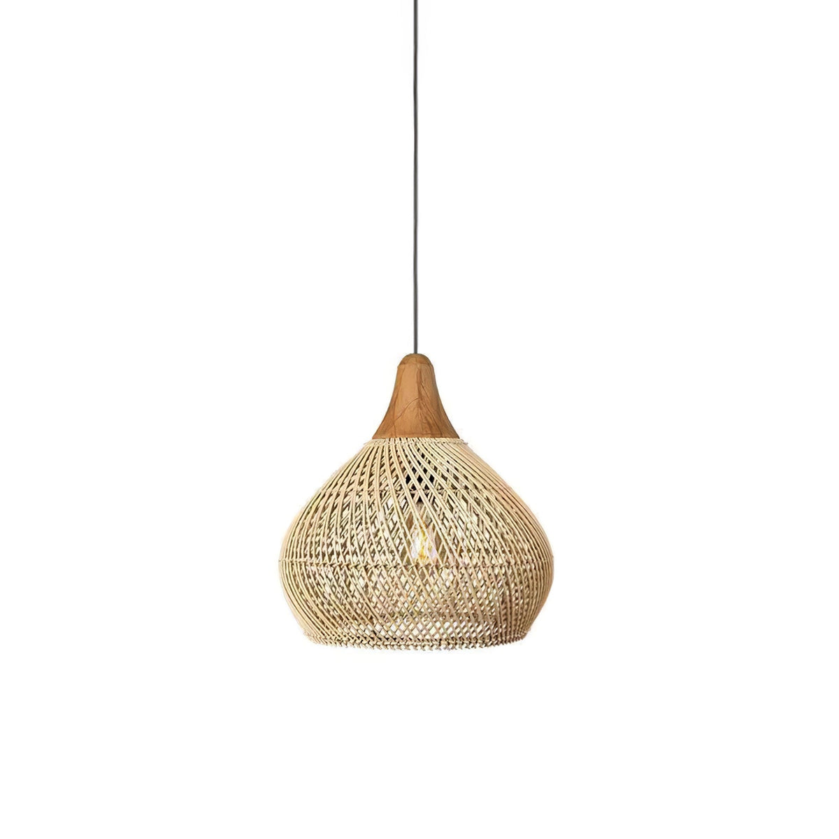 Rattan Pendant Light, Woven Braided Hanging Lamp for Kitchen Island, Dining Room, 10 Sizes