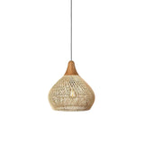 Rattan Pendant Light, Woven Braided Hanging Lamp for Kitchen Island, Dining Room, 10 Sizes