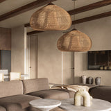 Rattan Pendant Light, Woven Braided Hanging Lamp for Kitchen Island, Dining Room, 10 Sizes