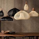 Rattan Pendant Light, Woven Braided Hanging Lamp for Kitchen Island, Dining Room, 10 Sizes