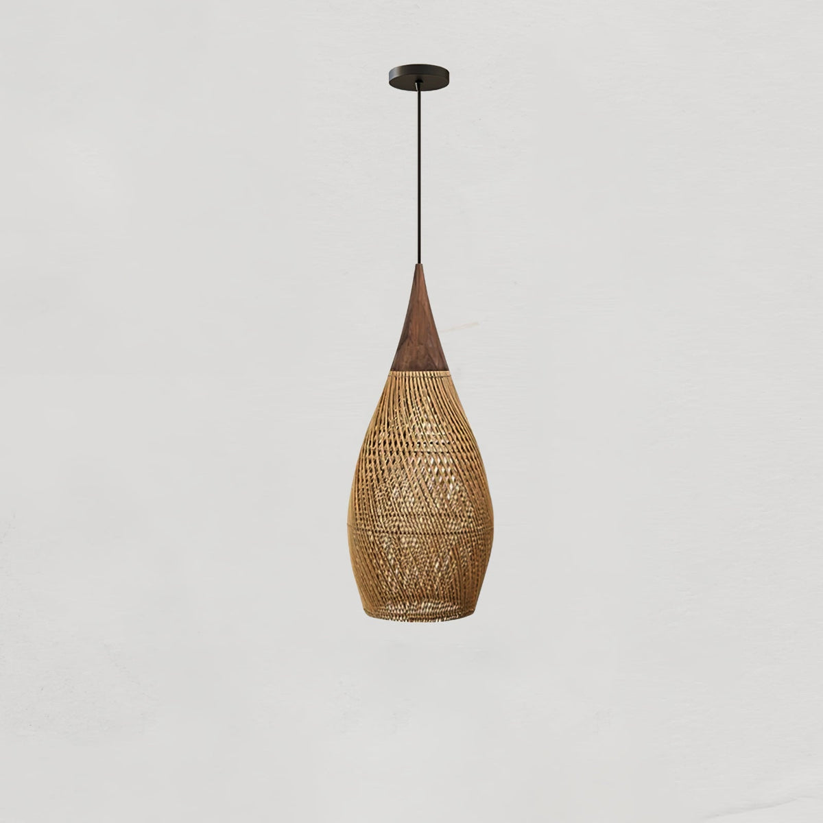 Rattan Pendant Light, Woven Braided Hanging Lamp for Kitchen Island, Dining Room, 10 Sizes