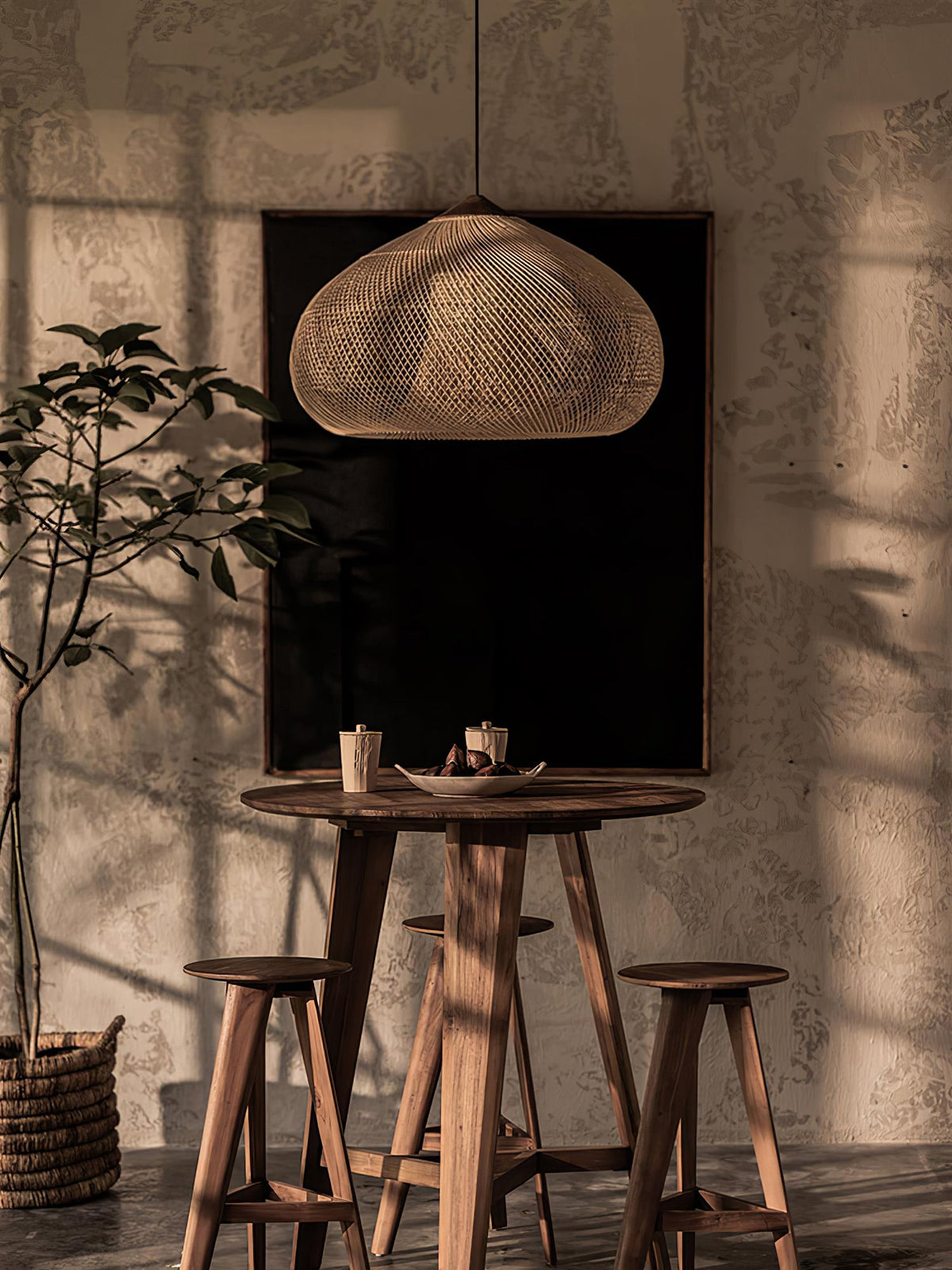 Rattan Pendant Light, Woven Braided Hanging Lamp for Kitchen Island, Dining Room, 10 Sizes