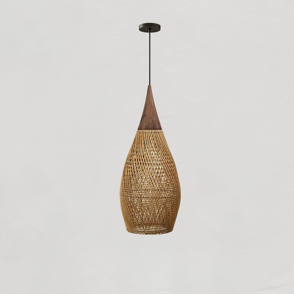 Rattan Pendant Light, Woven Braided Hanging Lamp for Kitchen Island, Dining Room, 10 Sizes
