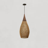 Rattan Pendant Light, Woven Braided Hanging Lamp for Kitchen Island, Dining Room, 10 Sizes