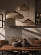 Rattan Pendant Light, Woven Braided Hanging Lamp for Kitchen Island, Dining Room, 10 Sizes