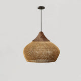 Rattan Pendant Light, Woven Braided Hanging Lamp for Kitchen Island, Dining Room, 10 Sizes