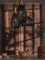 Rattan Pendant Light, Woven Braided Hanging Lamp for Kitchen Island, Dining Room, 10 Sizes