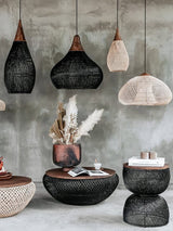 Rattan Pendant Light, Woven Braided Hanging Lamp for Kitchen Island, Dining Room, 10 Sizes