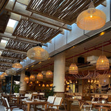 Rattan Pendant Light, Woven Braided Hanging Lamp for Kitchen Island, Dining Room, 10 Sizes