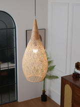 Rattan Pendant Light, Woven Braided Hanging Lamp for Kitchen Island, Dining Room, 10 Sizes