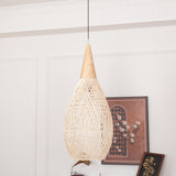 Rattan Pendant Light, Woven Braided Hanging Lamp for Kitchen Island, Dining Room, 10 Sizes