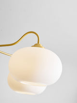 Hedda Wood & Brass Chandeliers for Dining Room, Persimmon Glass, 3 or 5 Lights, Hardwired