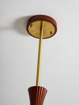 Hedda Wood & Brass Chandeliers for Dining Room, Persimmon Glass, 3 or 5 Lights, Hardwired