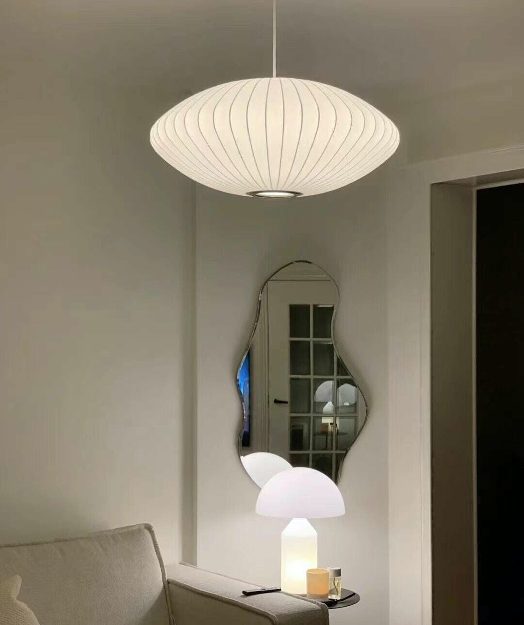 Eskil Island Kitchen Lighting Pendant, Crisscross Bubble Pendant Lighting, White, 11-31.5 in