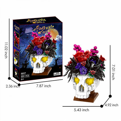 Freestanding skull building block model on a desk
