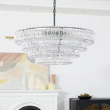 Ravello Modern Chandelier for Dining Room, 4-Tier Round Glass, 36 Inch, 6 Lights, Dimmable