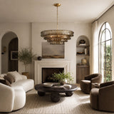 Ravello Modern Chandelier for Dining Room, 4-Tier Round Glass, 36 Inch, 6 Lights, Dimmable