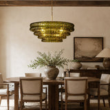 Ravello Modern Chandelier for Dining Room, 4-Tier Round Glass, 36 Inch, 6 Lights, Dimmable
