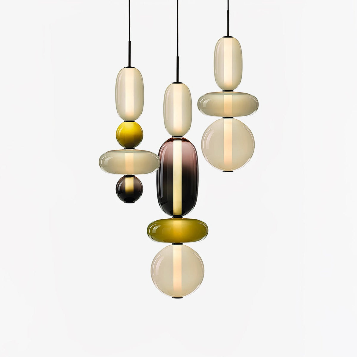 Sorbet Multicolor Glass Pendant Light, Integrated LED, 3 Color Temps, Dimmable Option