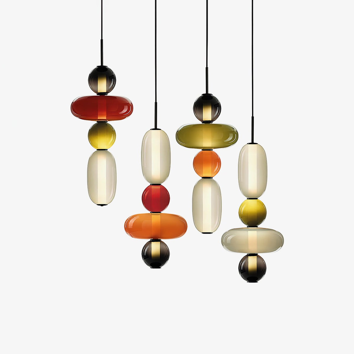 Sorbet Multicolor Glass Pendant Light, Integrated LED, 3 Color Temps, Dimmable Option