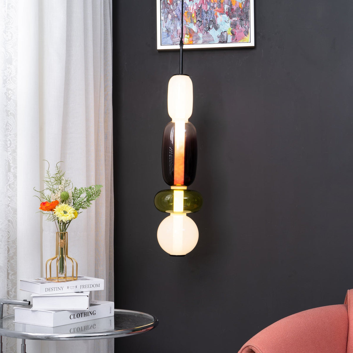 Candied Glass Pendant Light size comparison of Model A through Model I