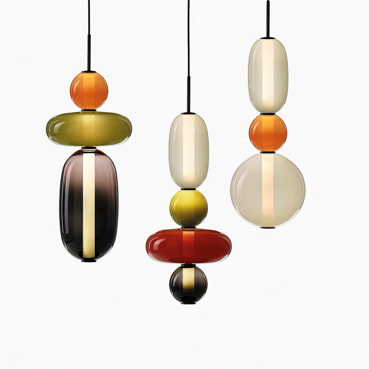 Sorbet Multicolor Glass Pendant Light, Integrated LED, 3 Color Temps, Dimmable Option
