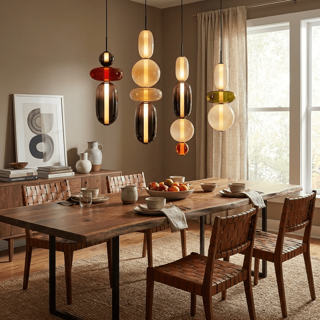 Candied Glass Pendant Light in purple glass shade finish