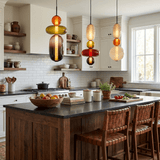 Close-up of tinted glass jar shade on the Candied Glass Pendant Light
