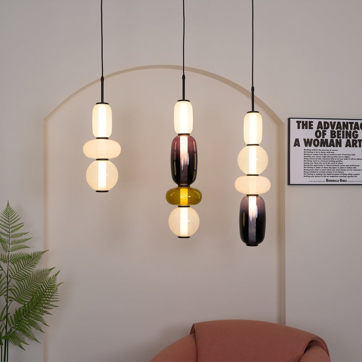 Candied Glass Pendant Light black glass shade detail