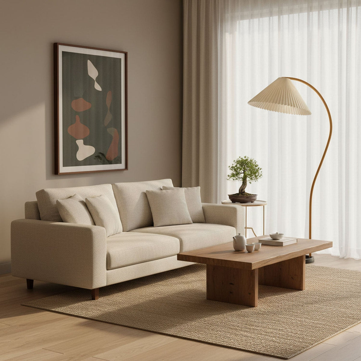 Caprani floor lamp shown at full height for scale reference