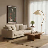 Floor Lamp for Living Room, Beech Wood Design, 59 Inch Tall, White, Beige or Coffee