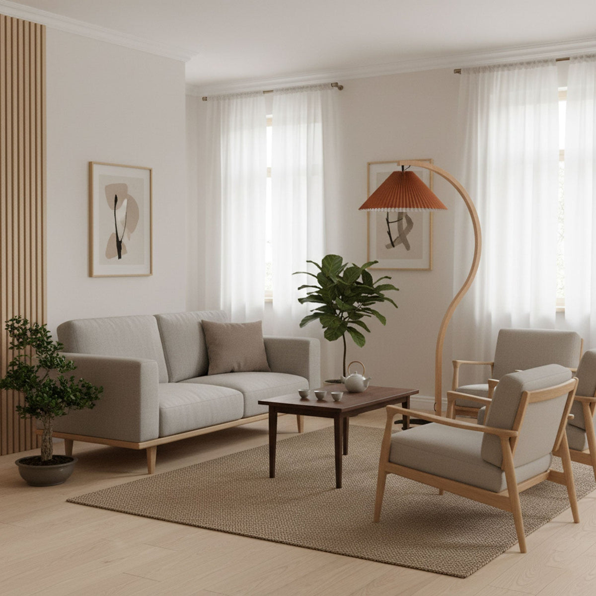 Caprani floor lamp shown at full height for scale reference