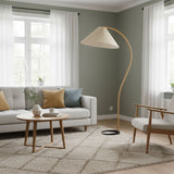Floor Lamp for Living Room, Beech Wood Design, 59 Inch Tall, White, Beige or Coffee