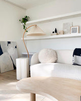 Floor Lamp for Living Room, Beech Wood Design, 59 Inch Tall, White, Beige or Coffee