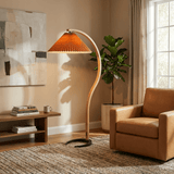 Floor Lamp for Living Room, Beech Wood Design, 59 Inch Tall, White, Beige or Coffee